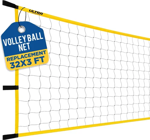 Vista 8 de Volleyball Net for Backyard, Regulation Size 32x3FT, Portable Outdoor Amarillo - Set completo