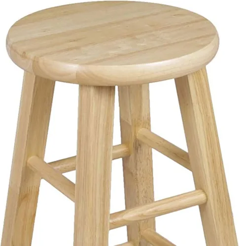 Vista 6 de PJ Wood Taburetes de cocina clásicos de asiento redondo de 24 pulgadas de alto para hogares, espacios de comedor y bares con asientos sin espalda, 4