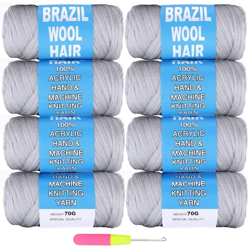 Vista 18 de COOKOO 2 rollos de hilo de lana brasileña color negro natural para cabello trenzado de ganchillo, trenzas, torsión, urdimbres, torsión senegalesa