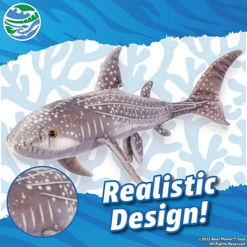 Vista 3 de Real Planet Juguete de peluche de tiburón, regalo realista para niños de todas las edades, animal de peluche grande y suave, regalos de cumpleaños