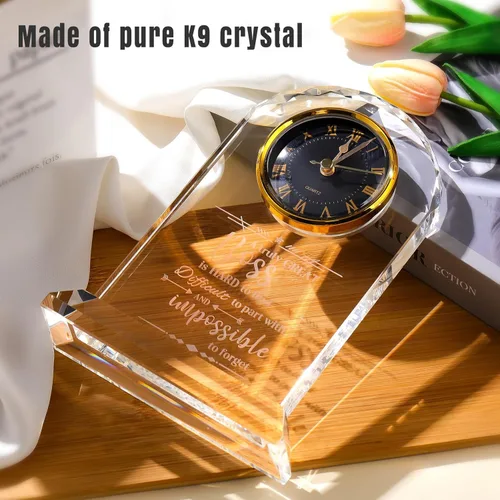 Vista 5 de Ornalrist Regalos de Jefe para Hombres y Mujeres Reloj de Cristal, Regalos para Jubilación Jefa Mujer - Regalo de Apreciación de Jefe para Hombres