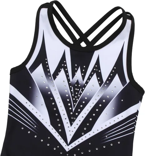 Vista 3 de MODAFANS Leotardos de gimnasia para niñas brillantes para bailar ballet, pantalones cortos con espalda cruzada