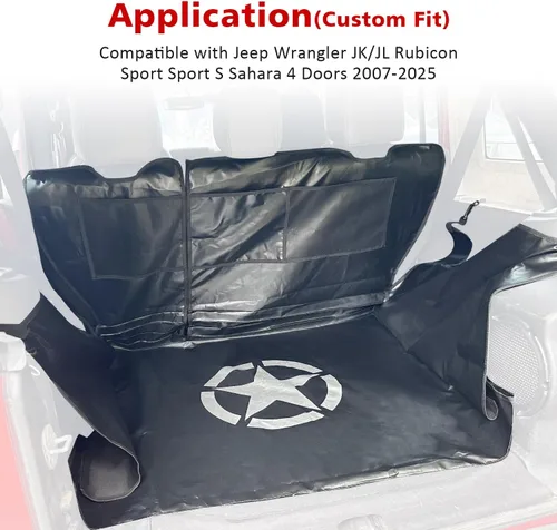 Vista 6 de SUNPIE Forro de maletero y tapete de carga para perros Compatible con Jeep Wrangler JK/JL Unlimited 4 puertas 2007-2026, protector de cama