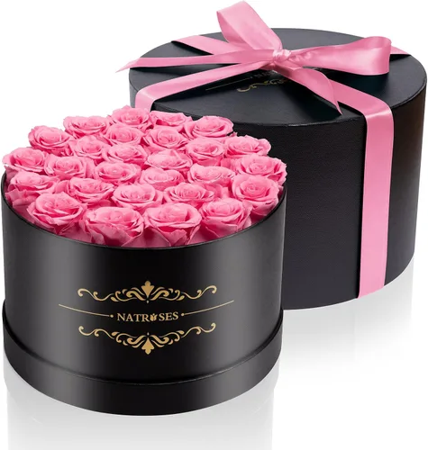 Vista 4 de 27 rosas preservadas en una caja de flores para entrega, regalos