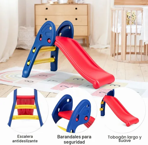 Vista 4 de BABY JOY Tobogán plegable, primer tobogán interior de plástico para escalar, juguete para niños (riel elíptico)