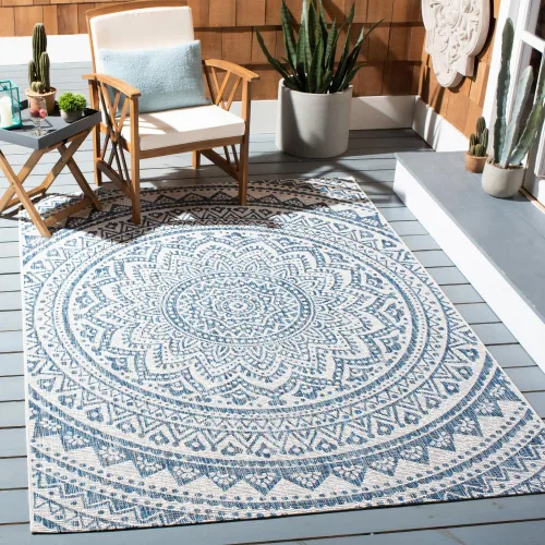 Vista 18 de SAFAVIEH Alfombra lavable al aire libre Courtyard Collection - 2'3" x 5', marfil y verde, no desprende pelusa y fácil limpieza, ideal para patio
