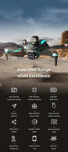 Vista 2 de Dron con cámara 1080P – Cuadricóptero plegable de control remoto con control de gestos de voz, equipado con un control remoto de pantalla de 2.4