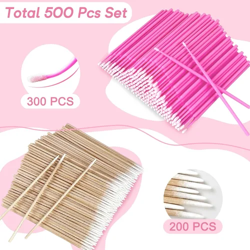 Vista 2 de Brochas micro aplicadoras y hisopos de algodón de microblading – Suministros de belleza de precisión para extensiones de pestañas, maquillaje