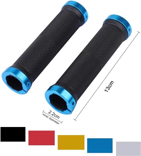 Vista 2 de Agarres de doble bloqueo para manillar de bicicleta de montaña, incluye 2 tapas de manillar, anillo de bloqueo de aleación de aluminio
