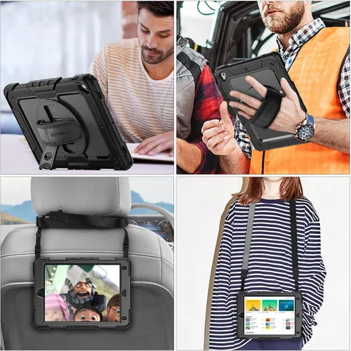 Vista 4 de SEYMAC stock Funda para iPad de 6ª / 5ª Generación Funda/Air 2 / Pro de 9.7 pulgadas, Protección Resistente con Protector de Pantalla, con Soporte