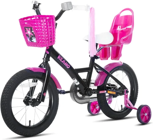 Vista 7 de KEANO Zinnia 14 16 20 Inch Kids Bike for Girls Ages 3-10 Years, Girls' Bikes with Training Wheels, Streamers, Basket and Doll Seat, Children Bicycles