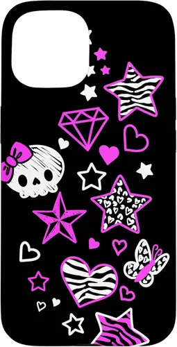 Vista 6 de Carcasa estética para iPhone 16 McBling Doodles Bimbo Trashy Y2K Animal Print Star