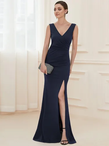 Vista 6 de Alisapan Vestidos formales largos y elásticos con cuello en V para mujer 00007