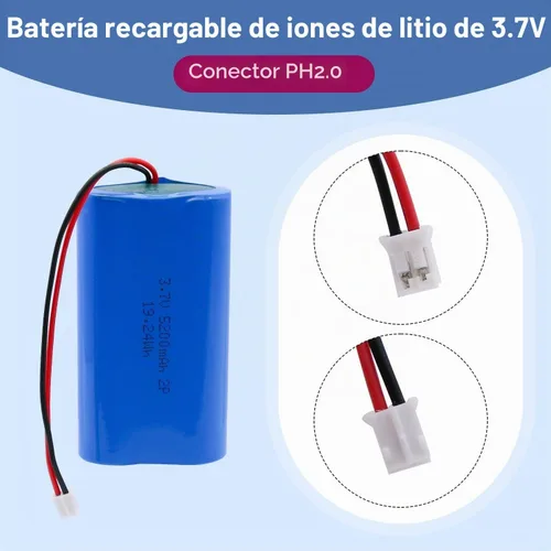 Vista 4 de Paquete de batería de iones de litio de 5200mAh 3.7V, batería recargable de Li-ion con conector JST-PH de 2.0mm 2Pin, baterías de 3.7 voltios