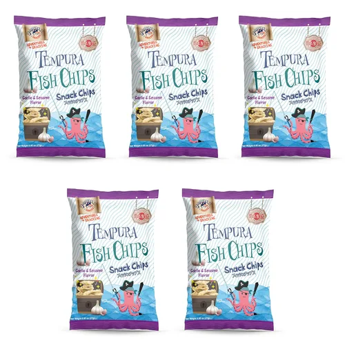 Vista 17 de Swashbuckle Snacks Patatas fritas crujientes de tempura calamar, sabor a queso, 0.95 onzas (0.95 oz), paquete de 5, fabricado en Japón, Otsumami