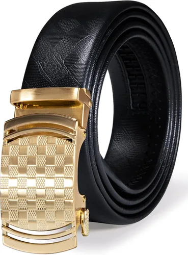 Vista 39 de Barry.Wang Cinturón de trinquete de cuero para hombre 1 3/8" hebilla A Oro Verde