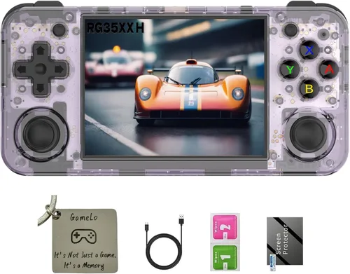 Vista 7 de RG35XX H, Consola de juegos portátil retro Anbernic con tarjeta de 64GTF, diseño de joystick dual, pantalla HD de 3.5 pulgadas, batería de alta