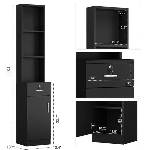Vista 9 de Paddie Estaciones de peluquería de montaje en pared para estilista, juego de equipos de peluquería para estilista, muebles de spa de belleza