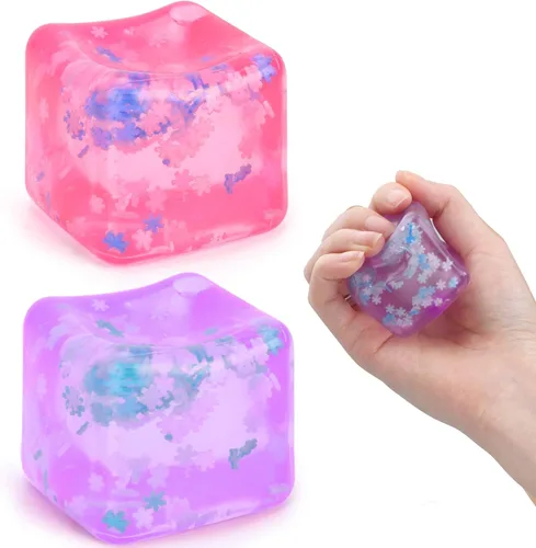 Vista 8 de Gretex juguete de ansiedad para todas las edades: paquete de 2 unidades de bola de estrés de hielo blanda sensorial, juguete esponjoso de compresión