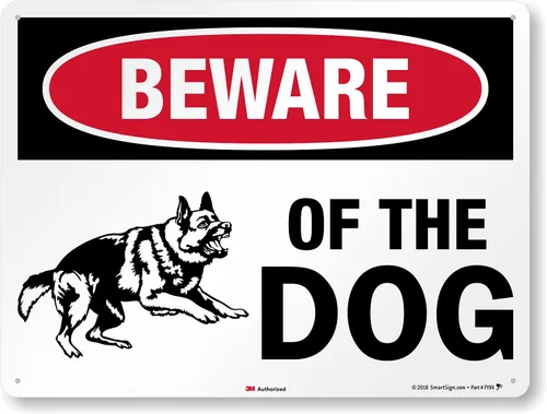 Vista 13 de SmartSign Letrero de metal con gráfico "Beware of The Dog" de 7 x 10 pulgadas, aluminio laminado a prueba de óxido, rojo, negro y blanco, fabricado