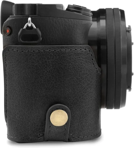 Vista 3 de MegaGear MG1641 Ever Ready - Media funda de cuero genuino para cámara compatible con Sony Alpha A6100, A6400 - Negro