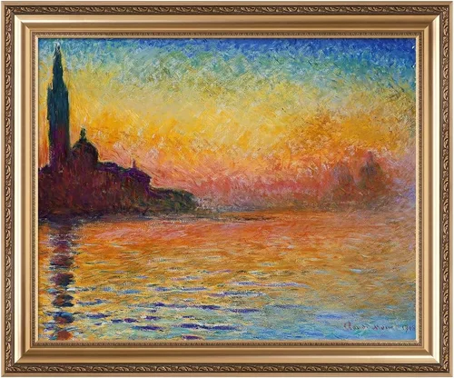 Vista 26 de IPIC - Reproducción artística de los lirios de agua de Claude Monet 1906, impresiones giclée coinciden con el marco dorado clásico, arte de pared