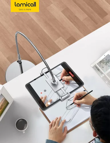 Vista 7 de Lamicall Soporte de suelo para tablet con cuello de cisne – Soporte Plateado