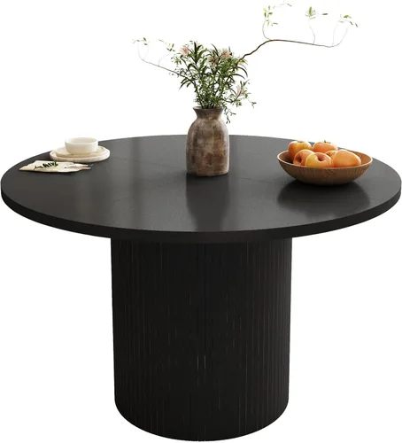 Vista 13 de Mesa de comedor rectangular de 198 cm para 6 a 10 personas, mesa de cocina estilo granja con estrías, mesa larga de madera moderna para cocina
