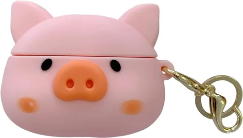 Vista 11 de Linda funda para Airpods, divertida y creativa 3D con forma de frutas y verduras con soporte de hebilla de anillo, funda de silicona suave a prueba