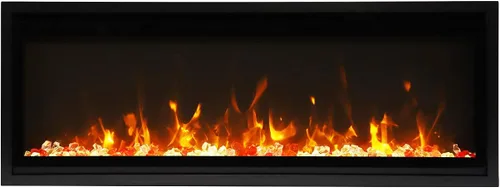 Vista 2 de Chimenea eléctrica extra delgada de 45 pulgadas para interiores con envolvente de acero negro
