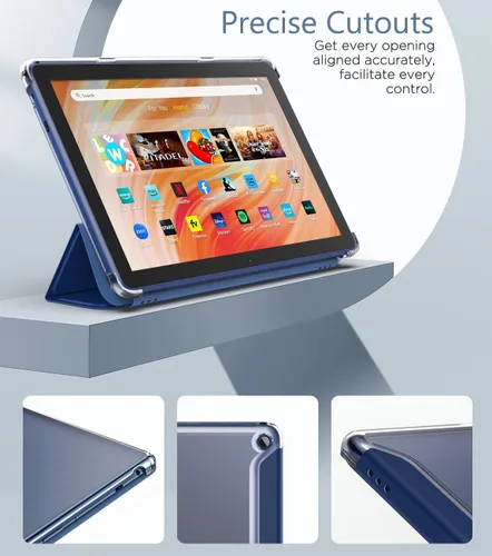 Vista 6 de MoKo - Funda para tableta Amazon Kindle Fire HD 10 (13ª generación, versión 2023) de 10.1 pulgadas, funda de piel sintética con soporte triple