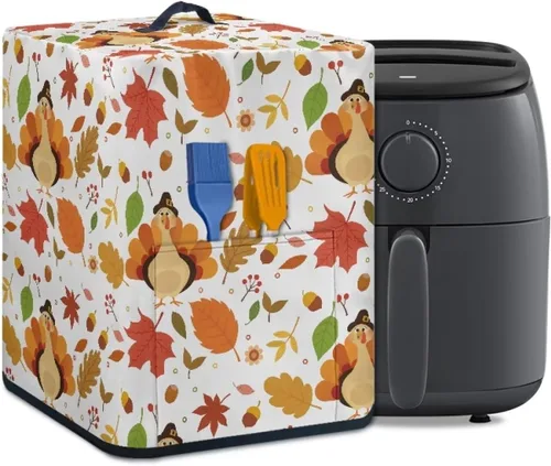 Vista 10 de Gomyblomy Funda para electrodomésticos pequeños con diseño de murciélagos, protector de freidora de aire lavable con tema de Halloween, protector