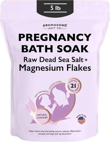 Vista 11 de Aromasong Baño de embarazo remojo de 3 libras – 100% escamas de magnesio puro con 21 minerales esenciales del mar muerto y lavanda natural, mejor