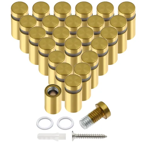 Vista 16 de Luomorgo 12 piezas tornillos separadores de acero inoxidable de 1" x 1", herrajes de montaje para letreros de pared, separadores de vidrio