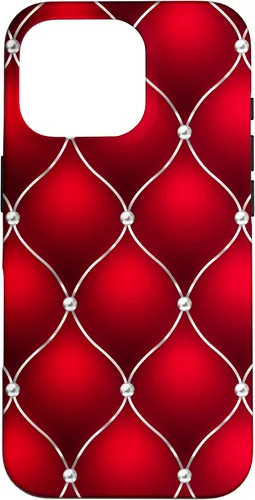 Vista 20 de Red Ombre Quilted Bling Funda para iPhone 17