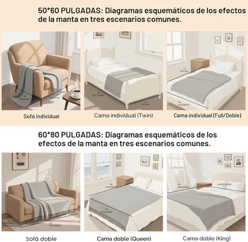 Vista 3 de inhand Manta de punto blanco roto para sofá y cama, 50 x 60 pulgadas A (blanquecino)