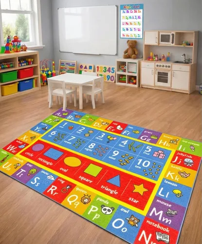Vista 11 de KC Cubs Alfombra educativa antideslizante con alfabeto, números y formas de 3 x 3 pulgadas, para niños, guardería, aula, sala de juegos, guardería