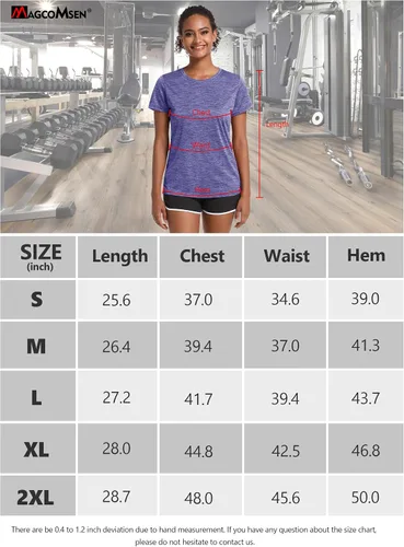 Vista 7 de MAGCOMSEN Camisetas de entrenamiento para mujer, cuello redondo, manga corta, ligeras, suaves, para deportes, fitness, ejercicio, yoga