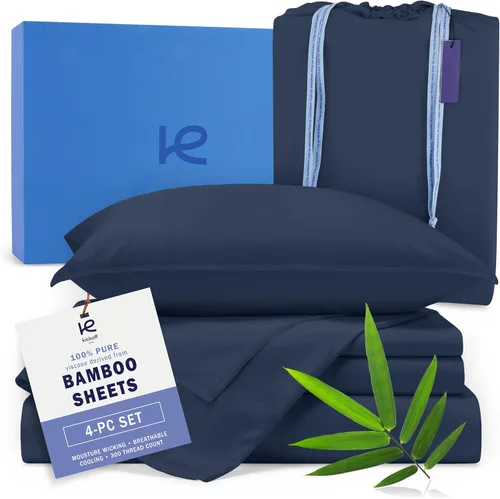 Vista 36 de Kickoff - Juego de sábanas de bambú de viscosa de tamaño individual, 3 piezas, 100% viscosa de bambú orgánico, juego de sábanas refrescantes