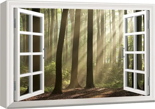 Vista 6 de Cuadro decorativo con diseño de ventana moderna blanca con vista, de la marca Wall26®