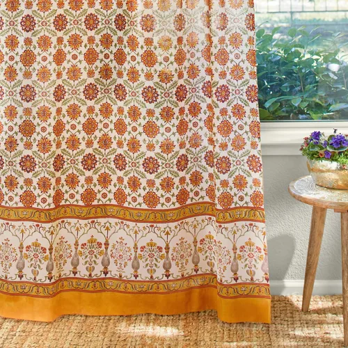 Vista 32 de Panel de cortina transparente blanco y dorado con alzapaños, 100% gasa de algodón, con pestaña superior o bolsillo para barra para decoración