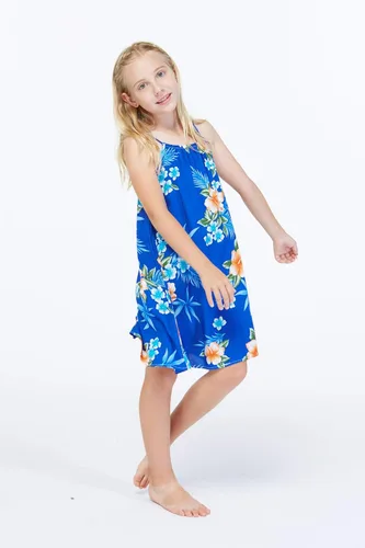 Vista 5 de Vestido hawaiano con cuello redondo para niña en hibisco