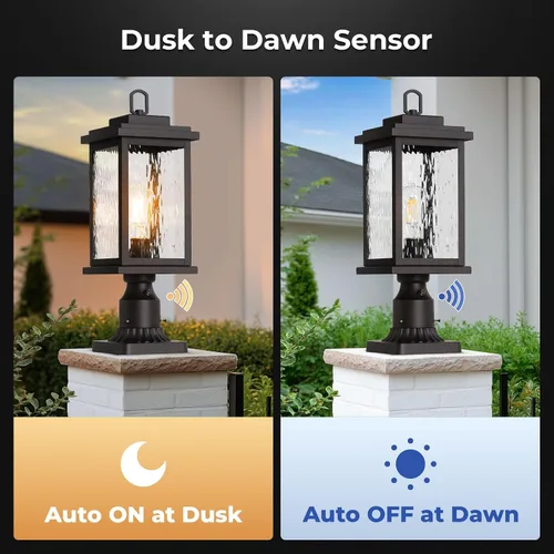 Vista 2 de VIANIS Luces de Poste Grandes para Exteriores del Atardecer al Amanecer, Bronce Frotado con Aceite Cableadas Impermeables Lámpara de Poste Exterior