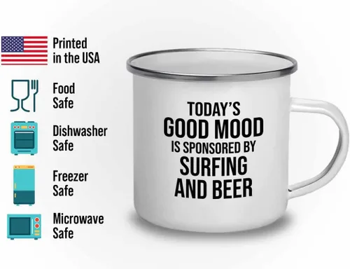 Vista 2 de Hobby Camper Taza de 12 onzas, surf y cerveza, Windsurf Beach Wave Summer Scuba Dive Boating Sea Lover Remar