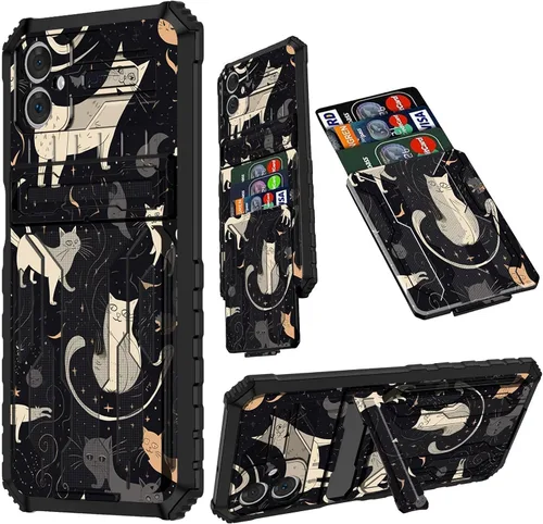 Vista 22 de Funda para Samsung A13 5G, Galaxy A13 5G con tarjetero desmontable atril resistente a prueba de golpes funda protectora para Samsung Galaxy A13 Gato