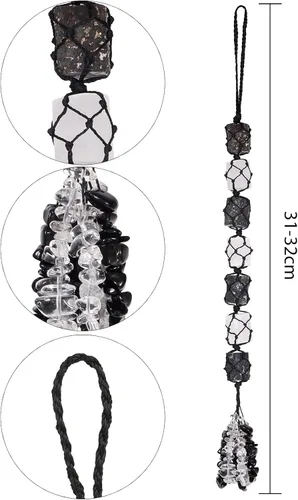 Vista 2 de rockcloud Adorno colgante de selenita de cristal hecho a mano con borlas de piedras de chip, decoración de Fengshui para reiki, curación, yoga