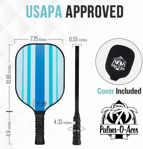 Vista 2 de Palms-O-Aces Carbon Fiber Pickleball Paddle – USAPA Approved 16mm T700 Graphite Paddle with Textured Spin Surface Lightweight Carbon Fiber