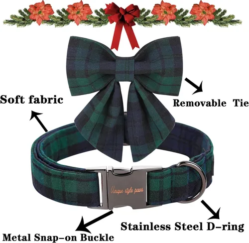 Vista 103 de Unique style paws - Collar para perros con corbatín, collar ajustable para perros y gatos, pequeño, mediano y grande