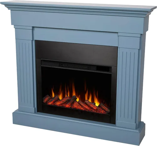 Vista 2 de Real Flame Crawford - Chimenea eléctrica delgada de 48 pulgadas para interior con repisa para sala de estar o dormitorio, calentador reemplazable