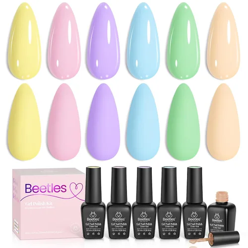 Vista 22 de Beetles - Juego de esmaltes de gel de otoño con gel floreciente, efecto A - Marrón ámbar Atracción ámbar
